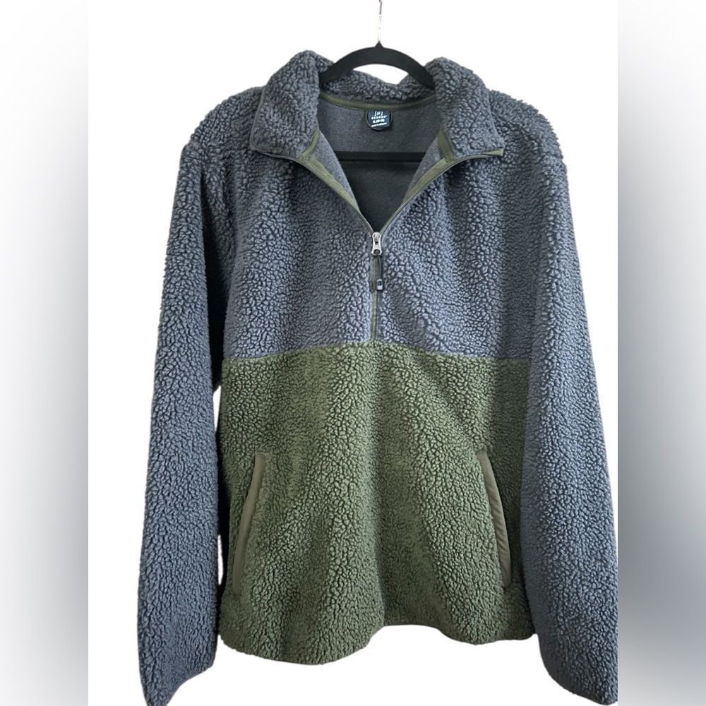 George Greystone Colorblock Sherpa Fleece Quarter Zip Gorpcore Men Size XL